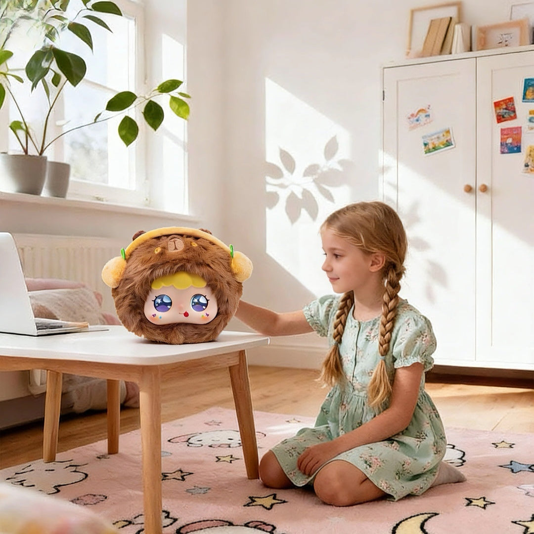 A girl pours her heart out to her AI capybara doll